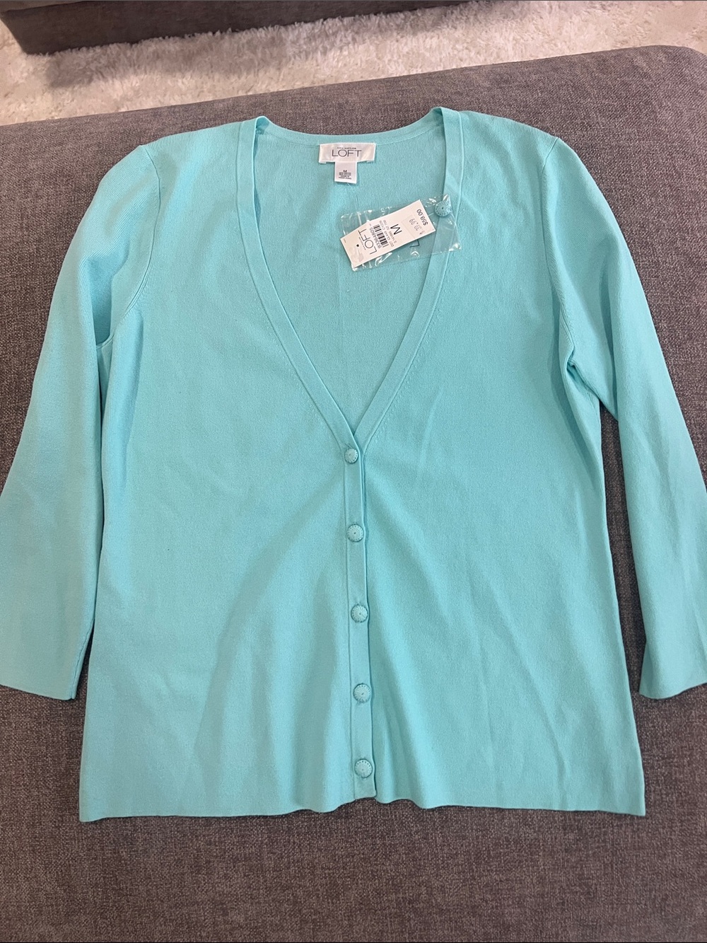 LOFT Women's Aqua V-Neck Button-Front Cardigan